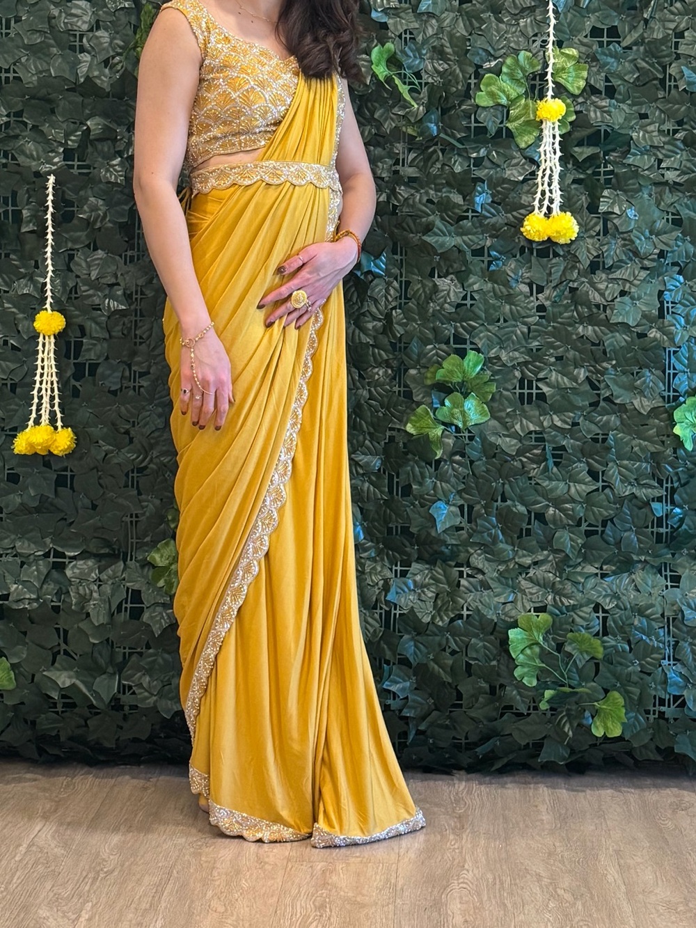 Golden Yellow Saree With Embellished Border